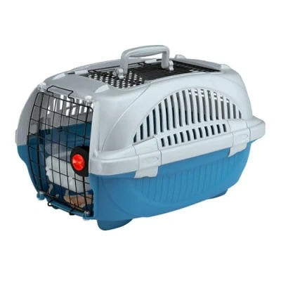 Imagen de Ferplast Transportín Gato, Perro Pequeño hasta 5 Kg, Techo Abrible, con Cojín y Comedero, 34 x 50,7 h 30 cm, Mascotas Rígido Atlas 10 Open Deluxe