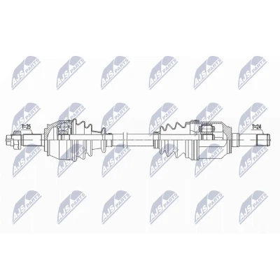 Imagen de NTY NPW FT 047 Árbol de transmisión Eje delantero, izquierda 570 82
