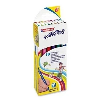 Imagen de edding 15 FUNTASTICS bolígrafos para colorear niños set de 18 colores brillantes 1 mm divertirse coloreando sobre papel y cartulina claros lavable la piel los tejidos