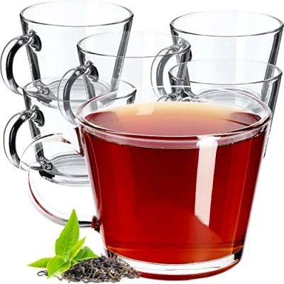 Imagen de KADAX vasos de té, agua con asa, juego 6, vidrio, jugo, vasos, para café, agua, bebida, té helado, beber, café (Pia, 380 ml)