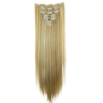 Imagen de CAISHA XL 60cm 7 Piezas Set CLIP IN EXTENSIONS Extensión De Cabello Postizo Liso Mezcla Rubios CE14