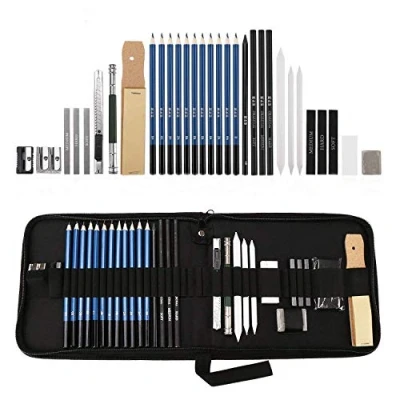 Imagen de Lapices de Dibujo Artístico, Lypumso 32pcs Set Profesional del Artista, Incluye Grafito, Carboncillos, Herramientas etc, para Artista Principiante Estudiante Niños y Adultos