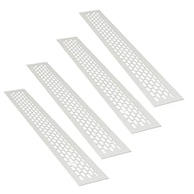 Imagen de sossai® Rejillas de ventilación aluminio Alucratis (4 piezas) Rectangular dimensiones: 48 x 6 cm Color: blanco rejilla aire