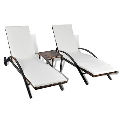 Imagen de vidaXL Juego de Chaise Longue (3 Unidades), Color marrón