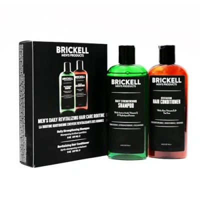 Imagen de Brickell Men’s Products Rutina Revitalizadora de Cuidado Capilar Champú con Aceites Menta y Árbol Té + Acondicionador Fuerza Volumen Natural Orgánico