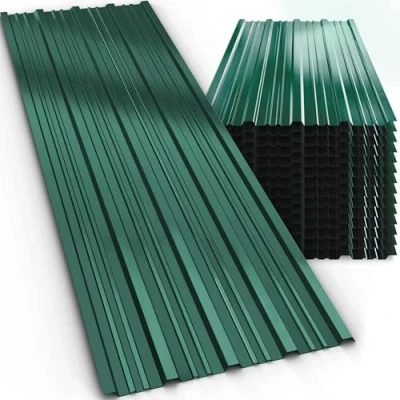 Imagen de GARDEBRUK® 14x Paneles para Tejado Trapezoidales 110x46cm 7m² Galvanizadas Chapas Perfiladas Verde Garage Cobertizo