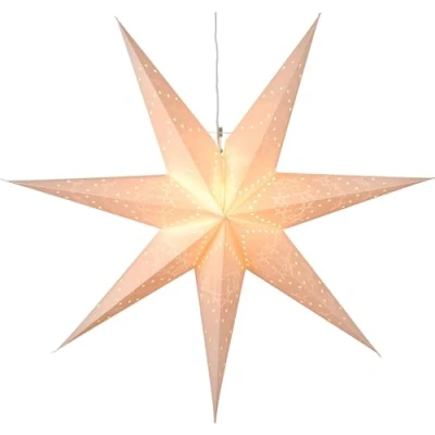Imagen de EGLO estrella de Navidad para interiores, decorativa iluminada papel colgar, Adviento 3D ventanas en color blanco y con cable, E14