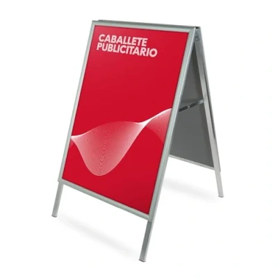 Imagen de Cashdisplay Caballete para Publicidad Aluminio Gris, Expositor de Acera Publicitario Doble Cara (A1)