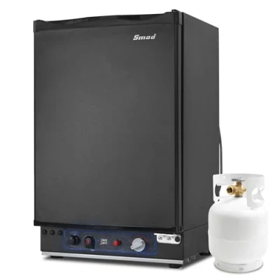 Imagen de Smad Nevera a Gas Butano 12v 220v, Camping, Trivalente 40L, Silencioso Pequeña para Furgoneta Camper, Autocaravana, Caravana, RV, 28mbar, Negro