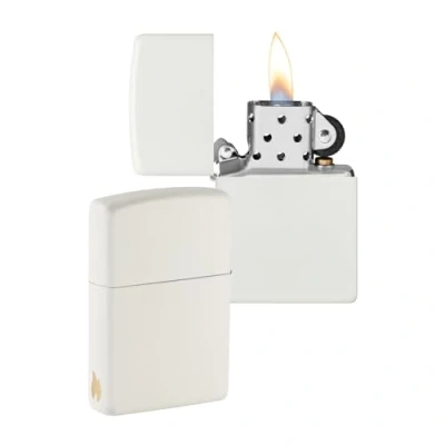 Imagen de Zippo Diseño con Llama de White Matte Laser Engrave Mechero, rellenable, en una Caja Regalo halta Calidad
