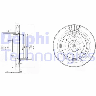 Imagen de DELPHI BG3750 Disco de freno 257 24 4 ventilado aceitado sin procesar cojinete rueda, anillo sensor ABS HYUNDAI: Coupe II, COUPE, Matrix