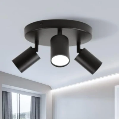 Imagen de CANMEIJIA Lampara Techo 3 Focos Plafon Led Gu10 Interior Rotación de 350 Ajustable Lamparas Dormitorio Adecuado para Pasillo Salón Ferroso (Sin Bombilla)