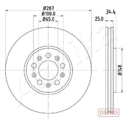 Imagen de ASHIKA 60 00 0901C Disco de freno Eje delantero 288 25 5 ventilado barnizado SEAT: Leon I Hatchback, Ibiza 3, Toledo 2 Limousine, VOLKSWAGEN: Golf 4