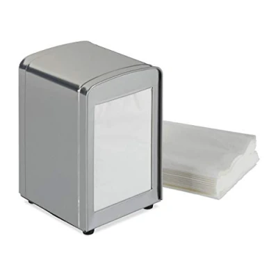 Imagen de Relaxdays, Plateado, 15 x 9,5 11 Servilletero de Mesa Retro para Bar, Cafetería y Heladería, Acero