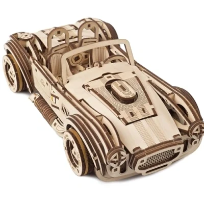 Imagen de UGEARS Drift Cobra Racing Car 3D Puzzle Regalo del día Padre Vintage Puzzles Modelo Kit de Coche con Potente Motor Resorte Kits para Adultos Construir Rompecabezas