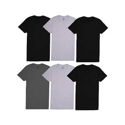Imagen de Fruit of the Loom Pocket T Shirt Multipack Ropa, Camiseta Interior Paquete de 6 Negro/Gris, L (Pack 6) para Hombre