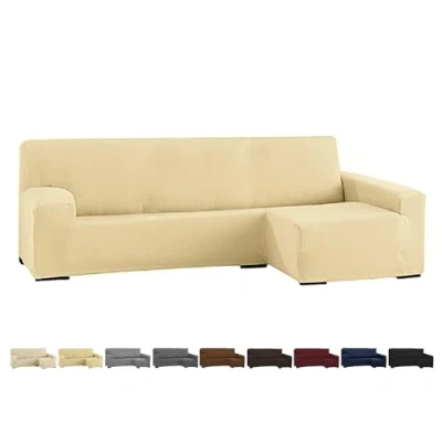 Imagen de GFD Funda de Sofá Chaise Long, Protectora Longue L Tela Elástica Ajustable, Resistente Perros Gatos Mascotas (Camel, Derecha)