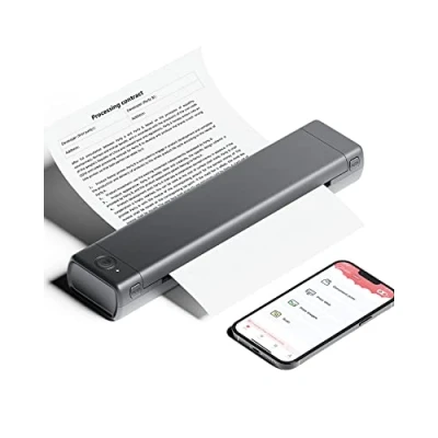 Imagen de Phomemo Impresora portátil, M08F Bluetooth A4 Compatible con 210 x 297 mm, de Viaje inalámbrica sin Tinta, Android e iOS para Viajes y portátiles