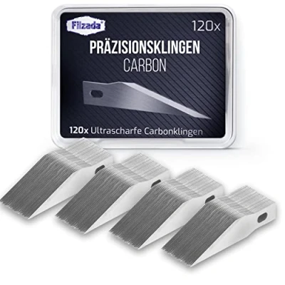 Imagen de Filzada® 120x cuchillas de bisturí bisturi manualidades/cuchillas cuter precision manualidades Hoja extra afilada incluida en una caja almacenamiento