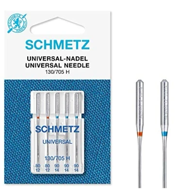 Imagen de SCHMETZ Agujas para máquinas de coser 5 Universales 130/705 H Grosor aguja 80/12(2x) y 90/14(3x) Compatibles con todas las domésticas convencionales