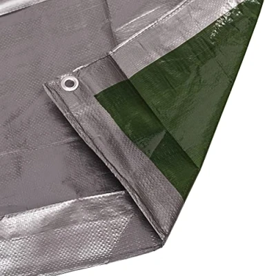 Imagen de Mivos Lona universal de 2 x 3 m, 120 g/m2, PP PE, color plateado, resistente al moho, agua, para muebles jardín, madera, con ojales aluminio