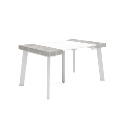 Imagen de Skraut Home Mesa Consola Extensible Comedor Plegable 140 para 6 comensales Patas de Madera Estilo Moderno Blanco y Cemento