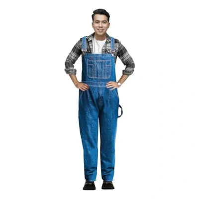 Imagen de GREAT BIKERS GEAR Overol con peto para hombre de mezclilla hombre, talla grande y alta, ropa trabajo resistente Mario Cargo, azul claro, 40W / 32L