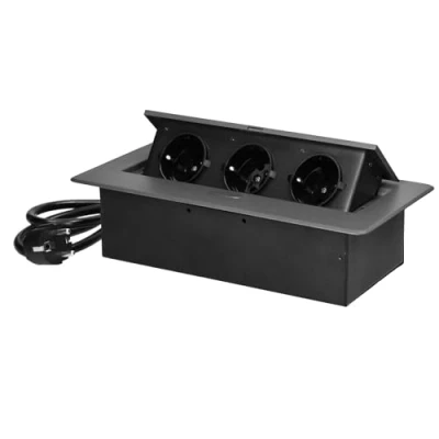 Imagen de Miratic Regleta Enchufes Enchufe Multiple con Borde Plano Fresado Empotrable Cable de 1,5 m Schuko Superficie Interior Completa Regletas (Grafito)