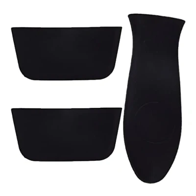 Imagen de ZHome 3 piezas de silicona para mango caliente, cubierta hierro fundido, sartén fundido/mango olla no deslizante, sartenes, planchas, horno negro