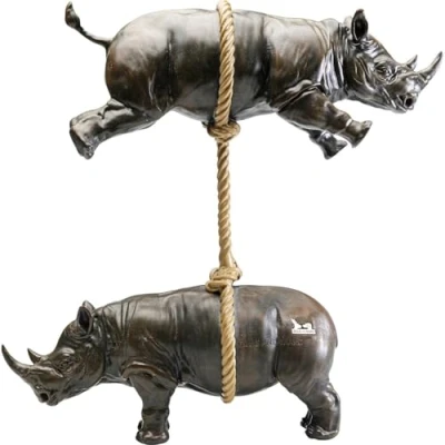 Imagen de Kare Figura Decorativa de Rinoceronte Artificial, Gris, Hecho a Mano, único, Objeto Decorativo para salón, estanterías, Acero, exótico, 47 x 46 14 cm (Alto Ancho Profundidad)