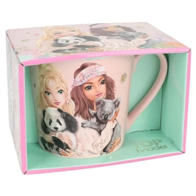 Imagen de Depesche 12906 TOPModel Wild Motivo de Modelo e inscripción, Taza Porcelana Rosa con asa, Capacidad Aprox. 300 ml, Multicolor