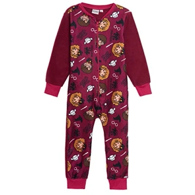Imagen de Harry Potter Pijama para niños o niñas, Unisex de Forro Polar Todo en uno, diseño Hogwarts, Granate, 11 12 Años