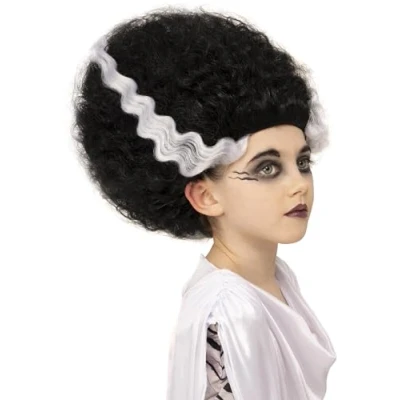 Imagen de Smiffys Peluca de novia Frankenstein, Universal Monsters, Negra con rayas blancas
