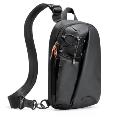 Imagen de Inateck Sling Bag X Row con Bloqueo RFID, Bandolera Ligera para Hombres y Mujeres, Resistente a Salpicaduras, Senderismo, Viajes, Paseos, Negro