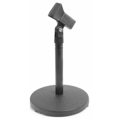 Imagen de Vonyx TS01 soporte de mesa para micrófono con base redonda pesada, altura 15 cm, rosca 5/8&quot;, pinza incluida, ideal podcast, estudio, videollamadas y grabación
