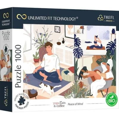 Imagen de Trefl 1000 Piezas, Cartón Más Grueso, Bio, EKO, Gatos, Café, Relajación, Entretenimiento para Adultos Y Niños Mayores De 12 Años, Color Puzzle uft Yoga, Cats &amp; Coffee: Peace of Mind, (10695)