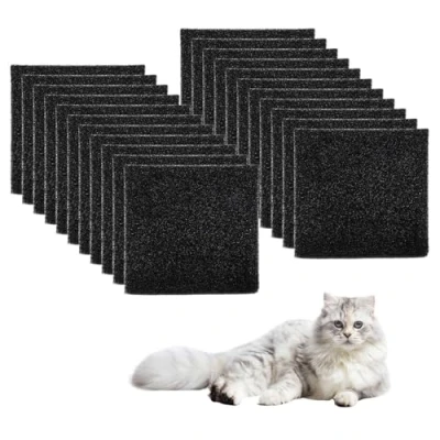 Imagen de 22 Piezas Filtros de Caja Arena para Gatos,11.5x10.5x0.5cm Cubierta del Filtro la Gatos,Filtros Arenero Gatos,para desodorizar Gatos (Negro)