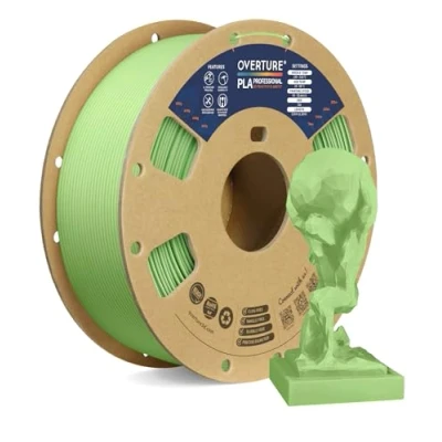 Imagen de OVERTURE PLA Plus (PLA+) Filamento 1,75 mm Dureza Profesional Rollo Mejorado, Premium 1 kg (2,2 libras), Precisión Dimensional 99% Probabilidad +/ 0.02 (Verde Claro)