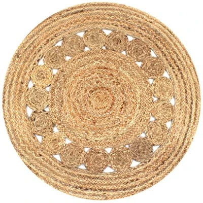 Imagen de vidaXL Alfombra Redonda 90cm Yute Trenzado con Diseño Decoración Casa y Hogar