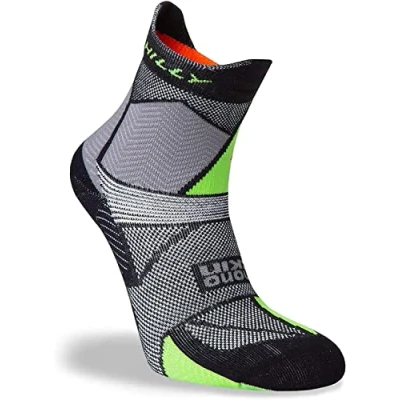 Imagen de Hilly Marathon Fresh Tobillera Acolchado Mediano Calcetín para Correr, Negro/Gris/Lime Geen, L Unisex Adulto