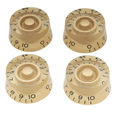 Imagen de Musiclily Métrica 6mm Botones de Potenciómetros Guitarra Speed Knobs Perillas Control para Eléctrica Epiphone Les Paul, Dorado con Numero Negro(4 Piezas)