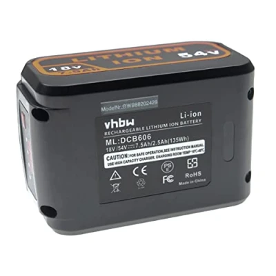 Imagen de vhbw Batería Recargable reemplaza DeWalt DCB546, DCB547, DCB548, FlexVolt para Herramientas eléctricas (7500 mAh, Li Ion, 18 V / 54 V)