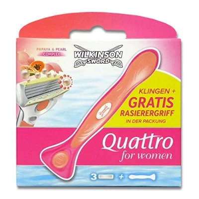 Imagen de Wilkinson Quattro for Women Juego de 3 cuchillas y mango papaya Pearl Complex