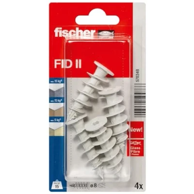 Imagen de fischer 570348 Tobillo de Nailon FID II Fijación en Paneles Aislamiento PSE y PU/Blister 4 Piezas, Taille unique