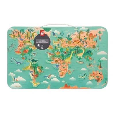 Imagen de Janod Dinosaur Mapamundi Magnético Dinosaurios 50 Imanes + 1 Tablero Póster Modelo Juego Educativo Infantil A Partir De 7 Años, J05836, Multicolor (JURATOYS