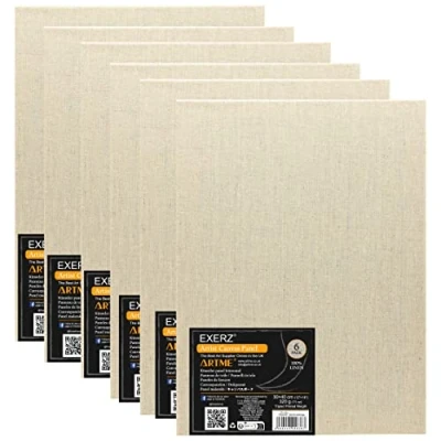 Imagen de Exerz 30x40cm Paneles de lienzo lino, 3 mm, 320 g/m², 100% 6 unidades