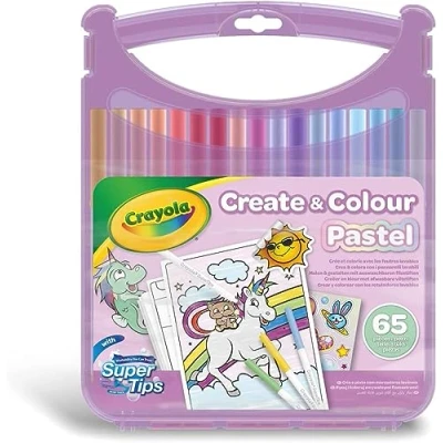 Imagen de CRAYOLA Pastel Juego de rotuladores lavables SuperTips, 65 unidades, colores surtidos pastel, actividad creativa y regalo para niños a partir 4 años