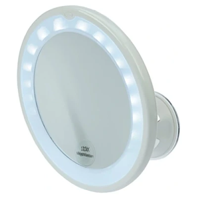 Imagen de Davartis Fantasia Espejo cosmético LED con 10 aumentos (17,5 cm de diámetro, Redondo, Ventosa, acrílico, para casa y Viaje, diámetro Interior 13 cm)