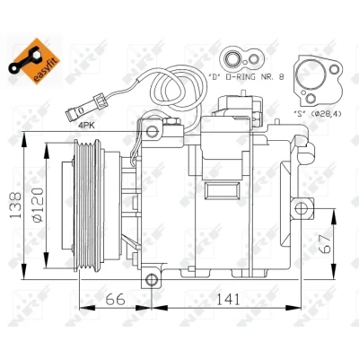 Imagen de NRF EASY FIT 32104 compresor de Aire Acondicionado 7SBU16C 12 PAG 46 con aceite PAG, junta anular VOLKSWAGEN: Passat B5 GP Berlina