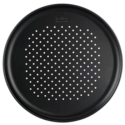 Imagen de Zenker Molde para pizza perforado Ø36 cm Línea Black Metallic, ideal y congelada.